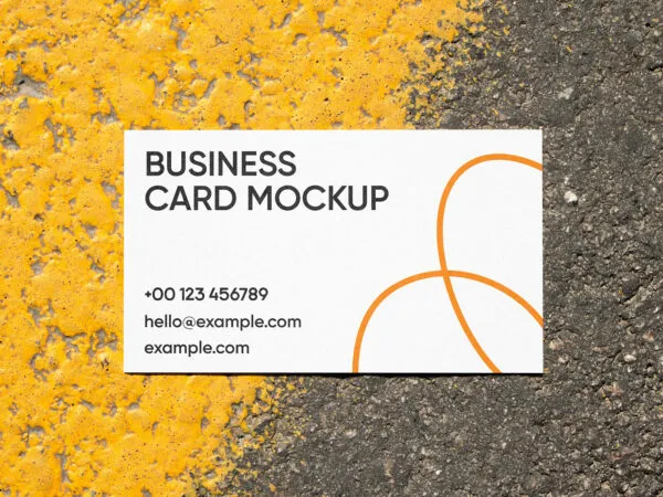 Top View Business Card Mockup on Street 1