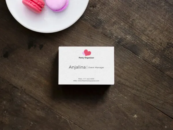 Top View Business Card Wood Mockup on Real life Setting 1