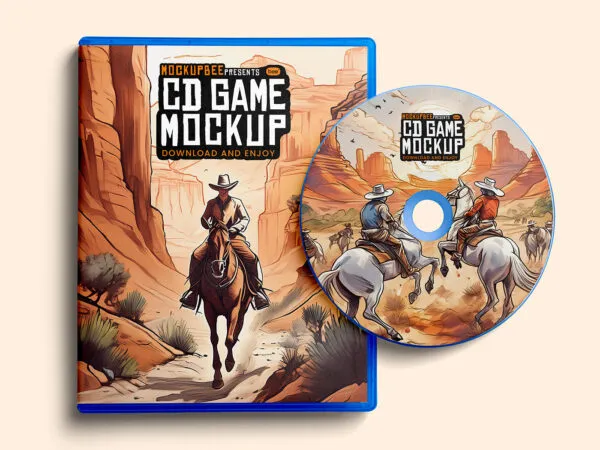 Top View CD Game with its Box Mockup 1