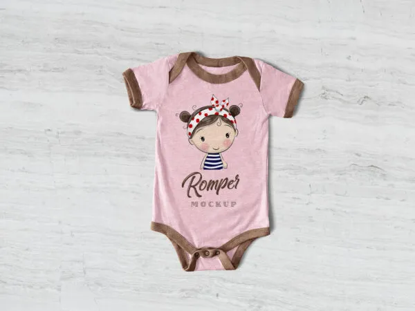Top View Flat Lay Baby Romper Mockup 1