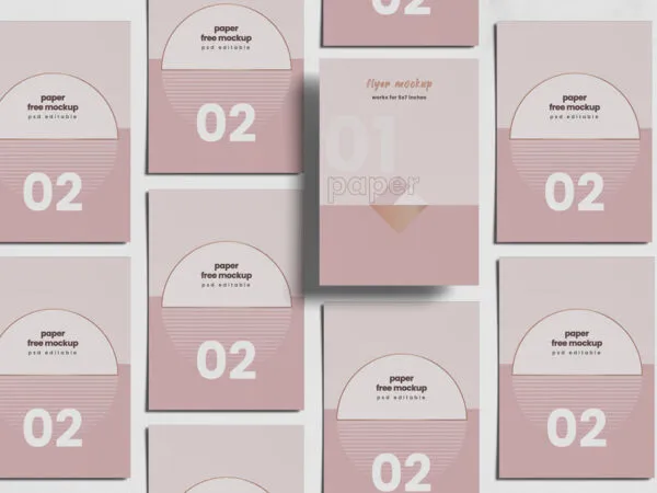 Top View Flyer Paper Grid Mockup 1