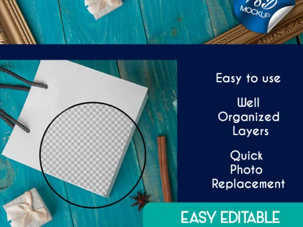 Top View Gift Bag Mockup with Box 1