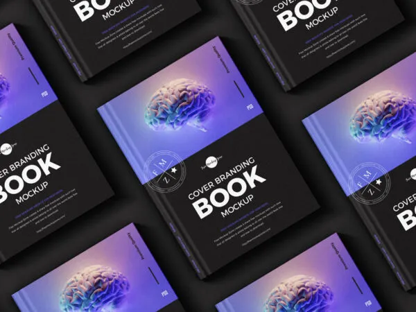 Top View Grid Style Hard Cover Book Mockup 1