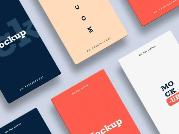 Top View Grid Style Mockup Featuring App Displays or Flyers 1