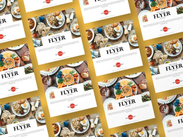 Top View Grid Style Square Flyers Mockup 1
