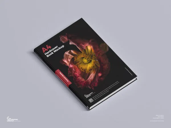 Top View Isolated Hardcover A4 Book Mockup 1
