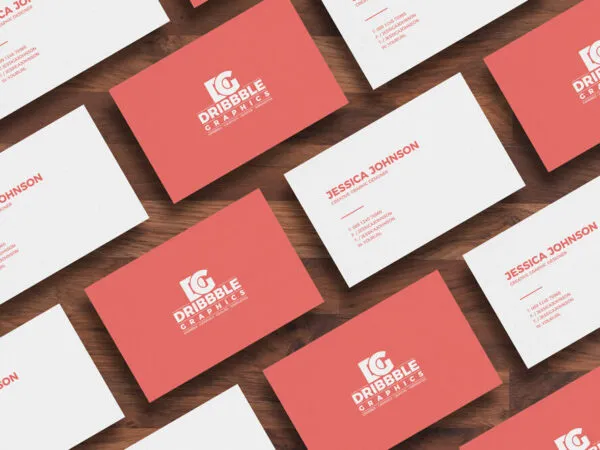 Top View Isometric Business Cards Mockup 1