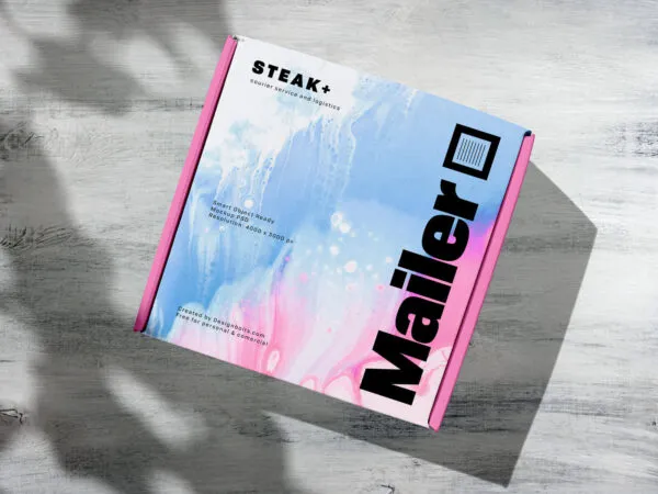 Top View Mailer Box on Wooden Floor Mockup with Shadow 1