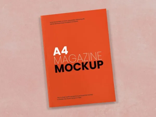 Top View Minimal A4 Magazine Cover Mockup on Floor 1
