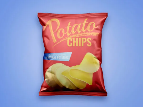 Top View Minimal Potato Chips Bag on Floor Mockup 1