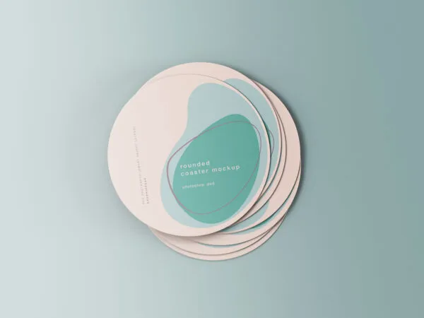 Top View Minimal Rounded Coasters Mockup 1