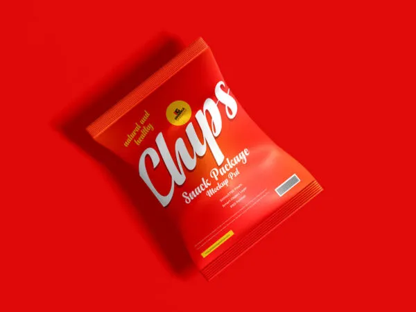 Top View Minimalistic Chips Package Laid Down on Floor Mockup 1