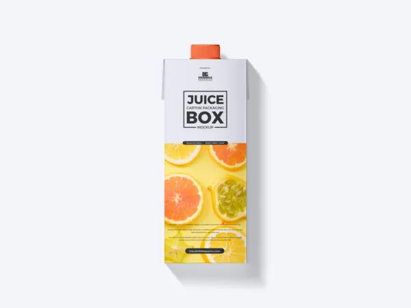 Top View Minimalistic Juice Carton on Floor Mockup 1