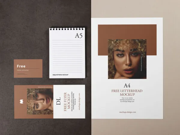 Top View Minimalistic Stationery Set Mockup 1