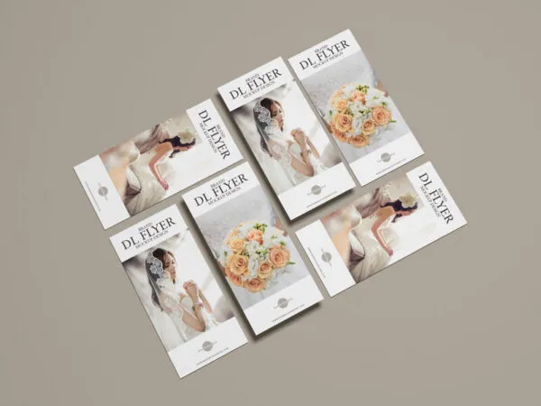 Top View Mockup Featuring 6 DL Flyers in Grid Style 1