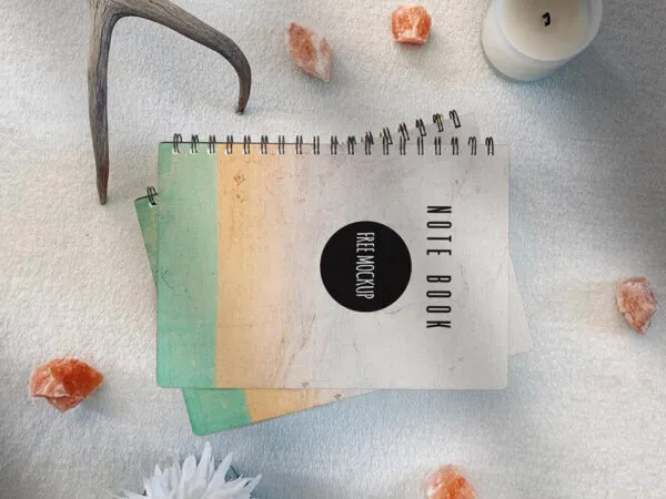 Top View Mockup Scene of Stack of Notebooks 1