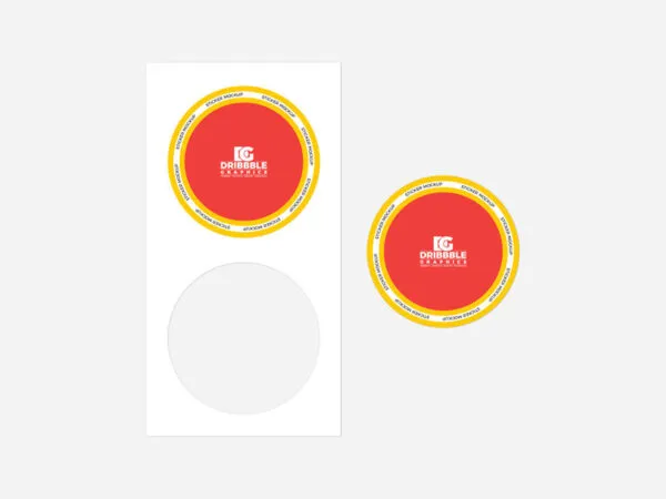 Top View Mockup of 2 Brand Stickers in Simple Setting 1