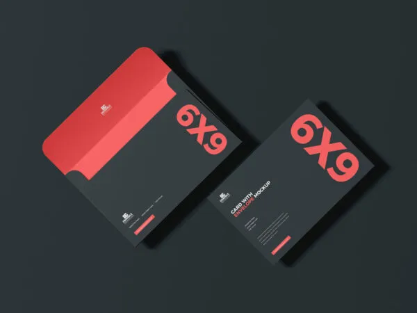 Top View Mockup of an Envelope and the Letter Floating Along Diagonally 1