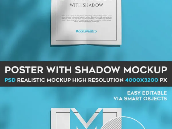 Top View Poster with Fold Lines Mockup in Shadows 1