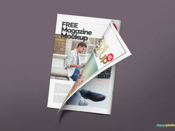 Top View Semi open Magazine Mockup 1
