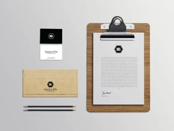 Top View Simple Stationery Set Mockup 1