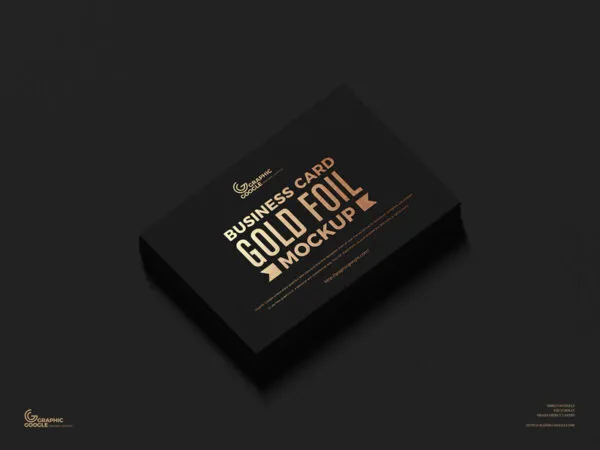 Top View Stack of Gold Foil Business Cards Mockup 1