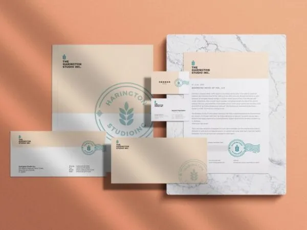 Top View Stationery Mockup Featuring Cards and Papers 1