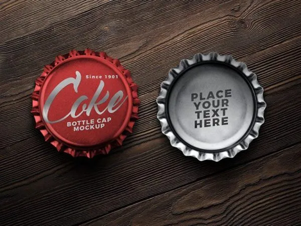 Top View Two Bottle Caps Facing Up and Down Mockup 1