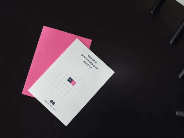 Top View of 2 A4 Letterhead Papers Mockup 1