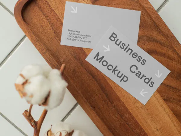 Top View of 2 Branding Business Cards Mockup 1