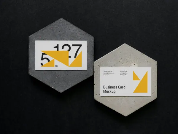 Top View of 2 Business Cards Mockup 1
