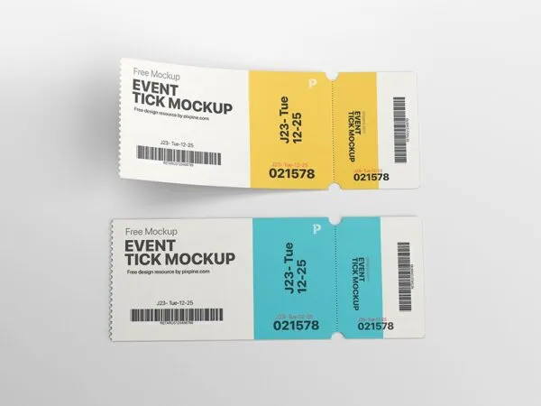 Top View of 2 Event Tickets Mockup 1