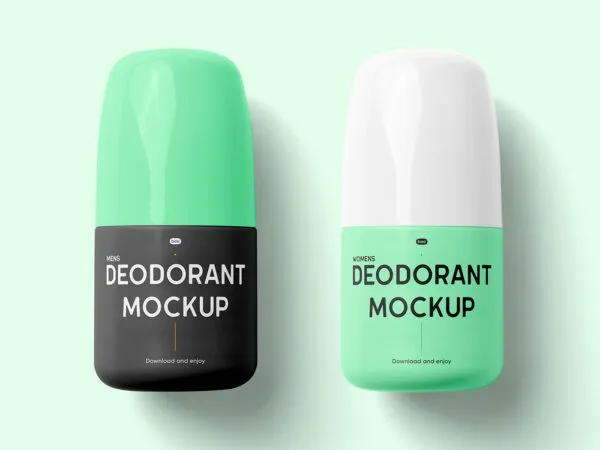 Top View of 2 Lying Roll on Deodorant Mockup 1