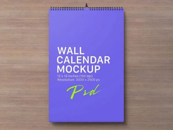 Top View of 2 Mockups of a Portrait and a Landscape Wall Calendars 1