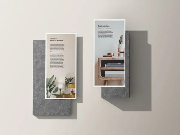 Top View of 2 One Page DL Flyer Mockup 1