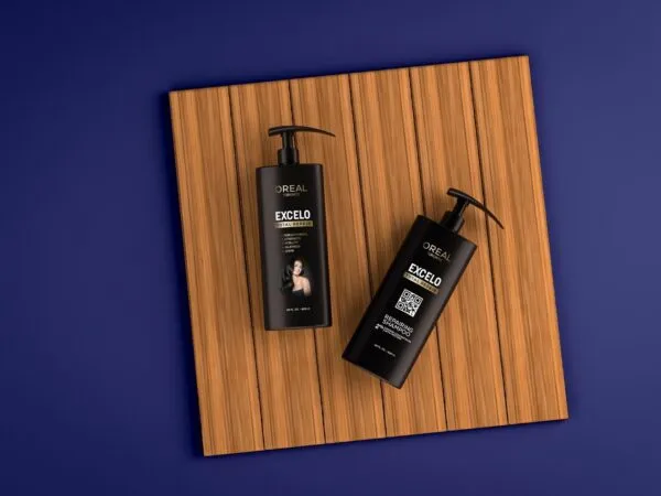 Top View of 2 Pump Spray Shampoo Bottles Mockup 1