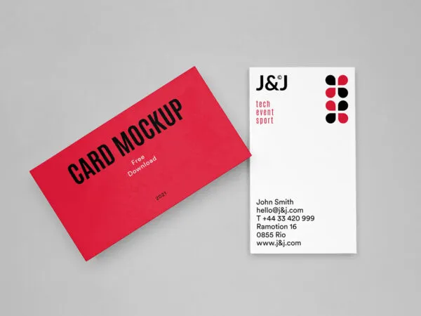 Top View of 2 Rectangle Cards Mockup 1