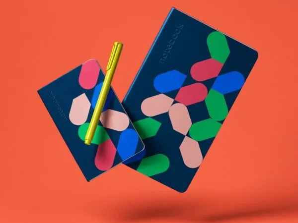 Top View of 3 Branding Card and Boxes Mockup 1