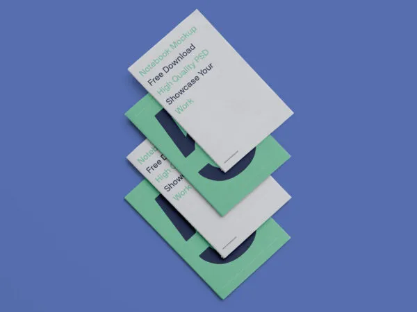 Top View of 4 Notebooks Mockup 1