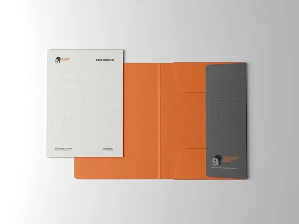 Top View of A4 Letterhead with Folder Mockup 1