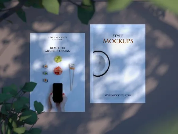 Top View of A5 Flyer Mockup in Realistic Environment 1