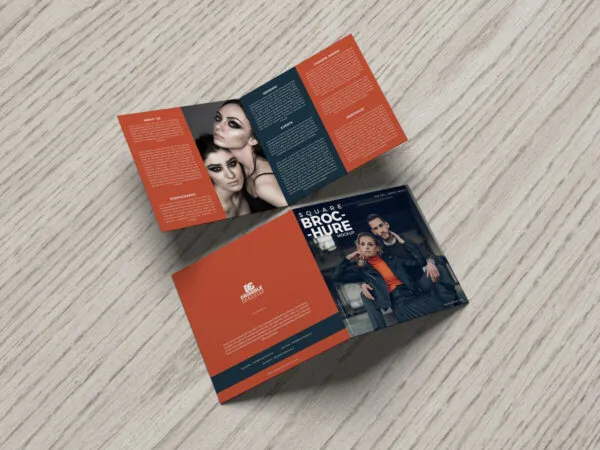 Top View of Both Sides of a Bi Fold Brochure Mockup 1
