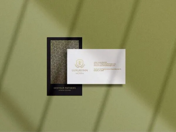 Top View of Both Sides of a Business Card Mockup 1