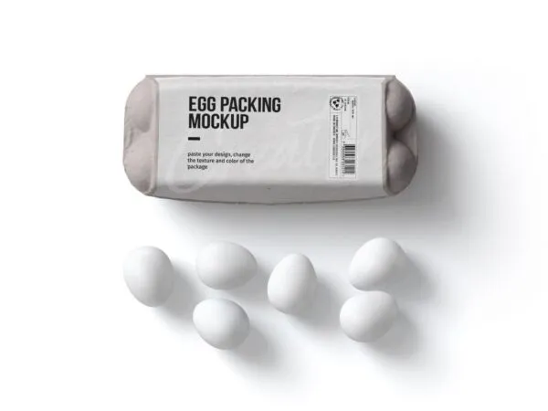 Top View of Box Packaging Mockup Next to Eggs 1