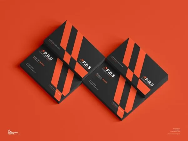 Top View of Branding Stack of Business Card Mockup 1