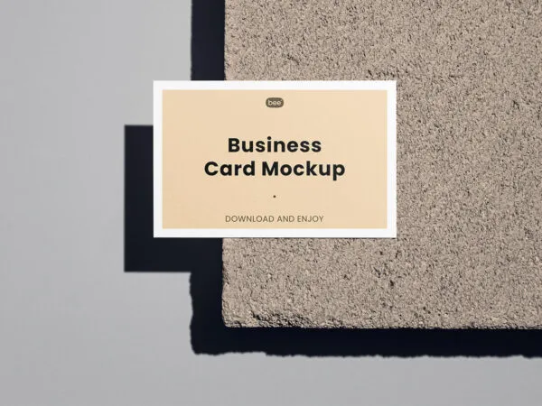 Top View of Business Card Mockup on Brick 1