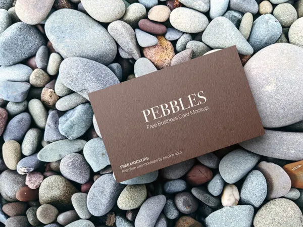 Top View of Business Card Mockup on Pebbles 1