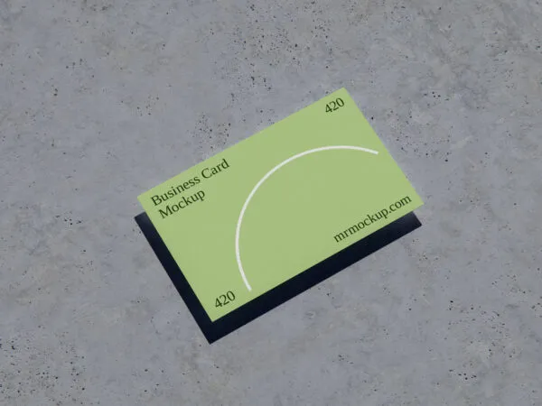 Top View of Business Card with Shadow on Concrete Mockup 1