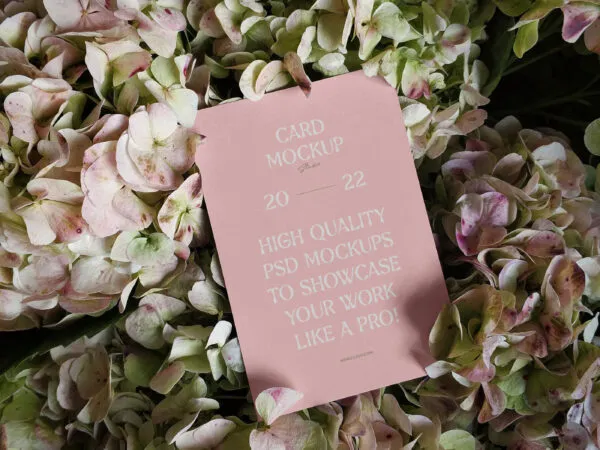 Top View of Card Mockup Among Flowers 1