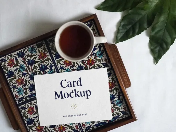 Top View of Card Mockup on Beautiful Tray 1